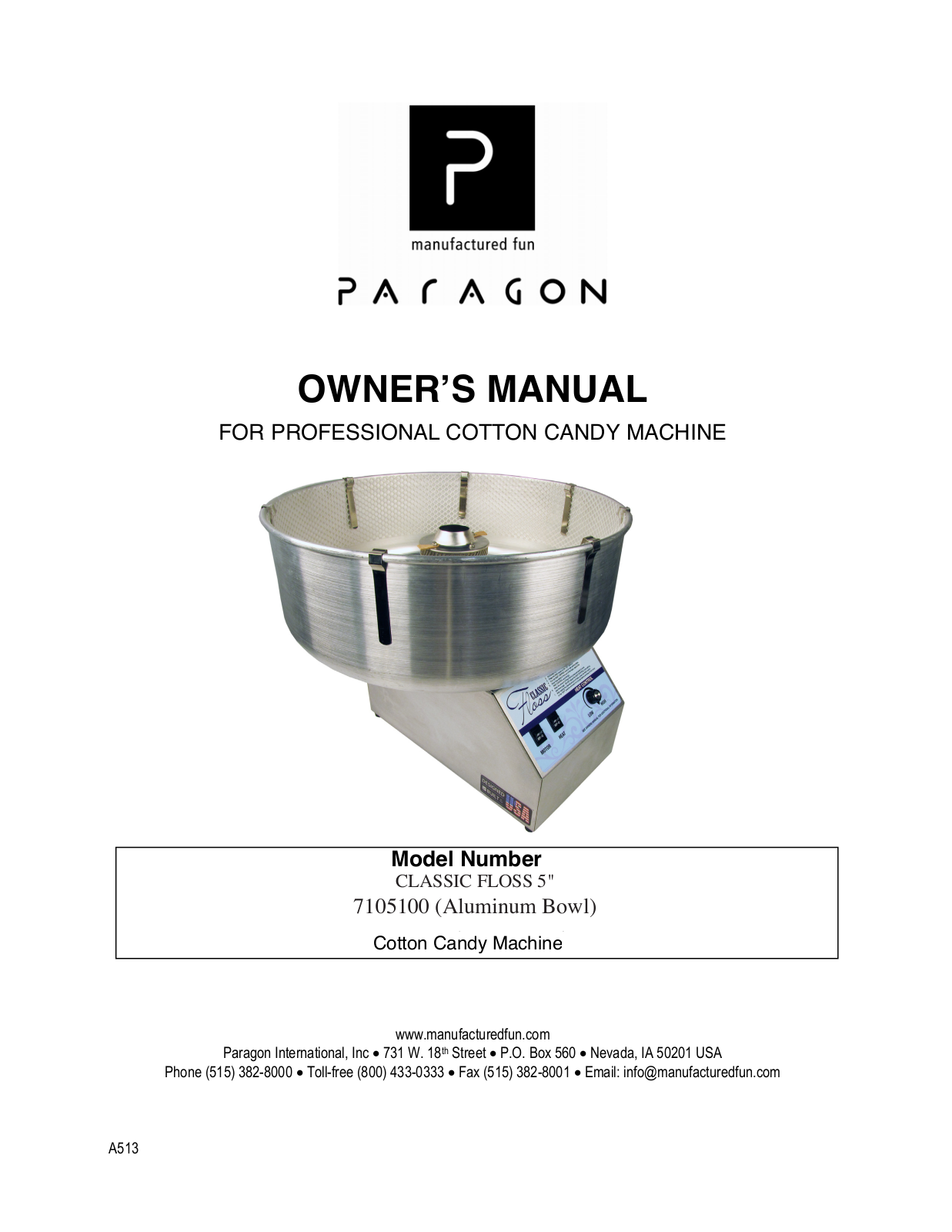 Paragon 7105100 User Manual