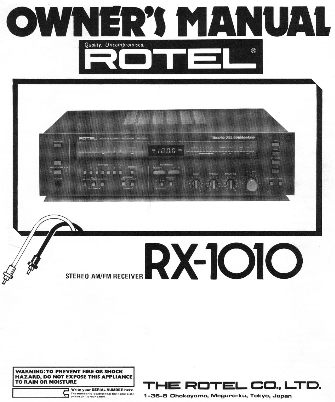 Rotel RX-1010 Owners manual