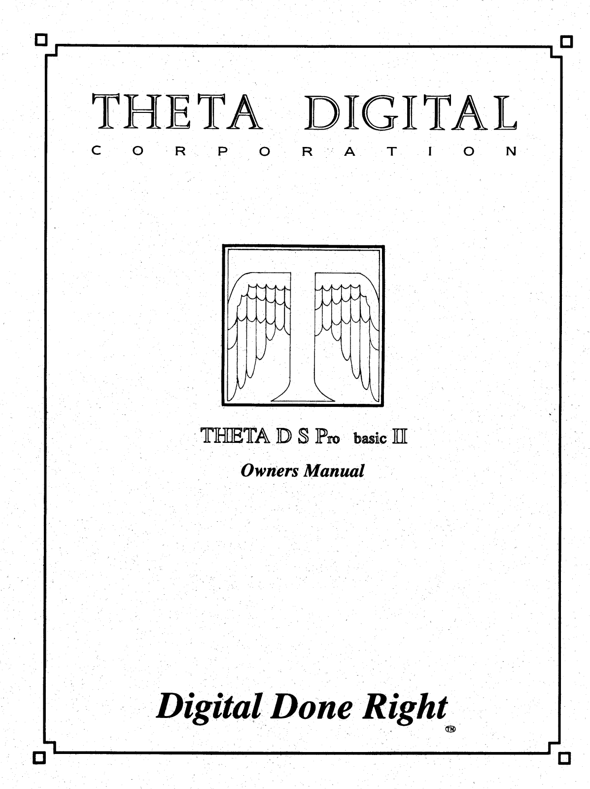 Theta Digital DS Pro Basic 2 Owners manual