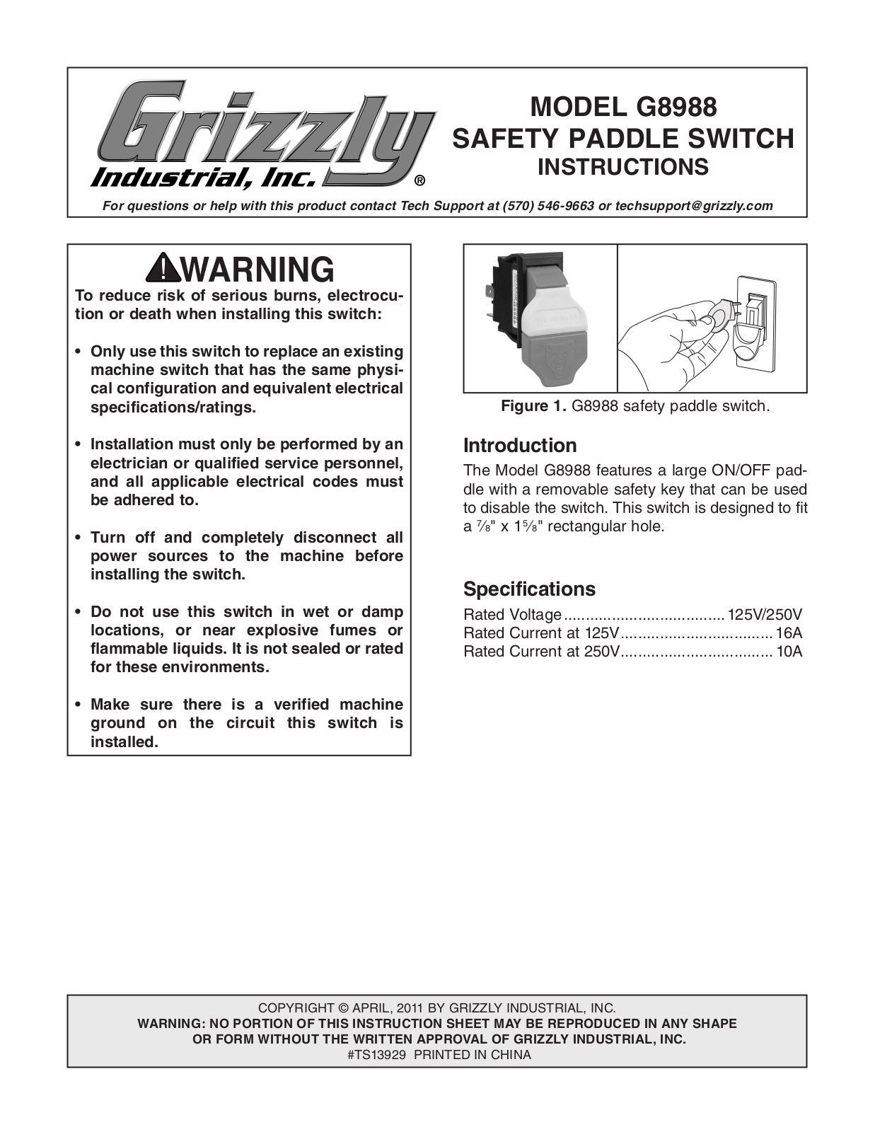 Grizzly G8988 User Manual