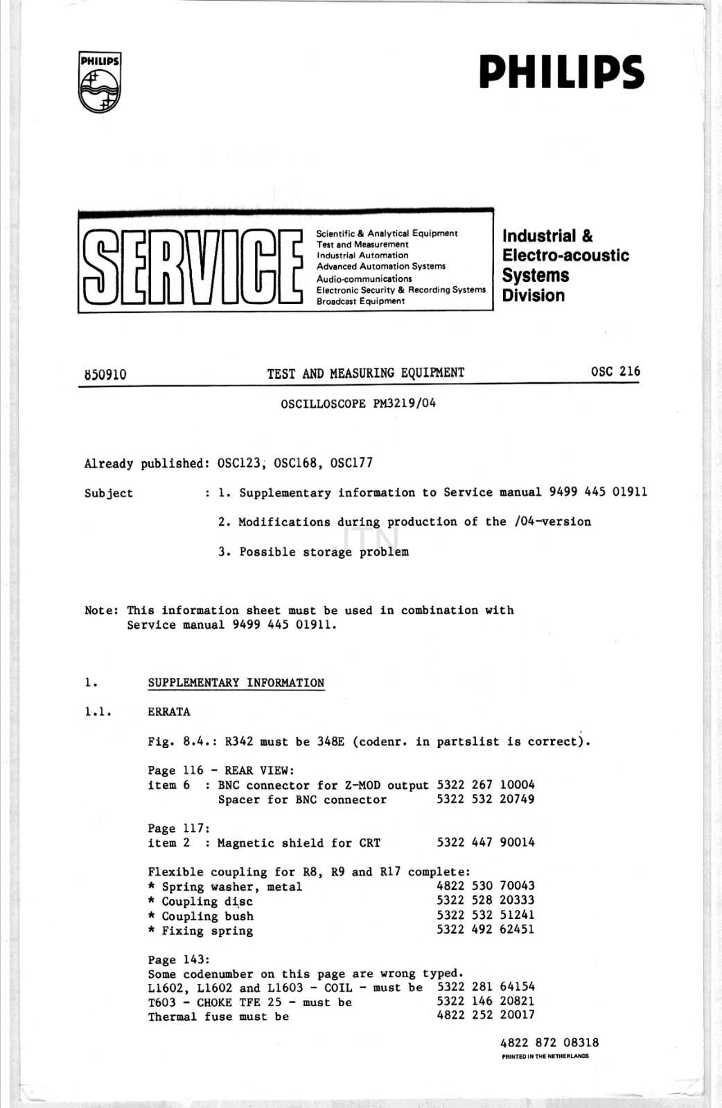 Philips PM3219 Service Manual