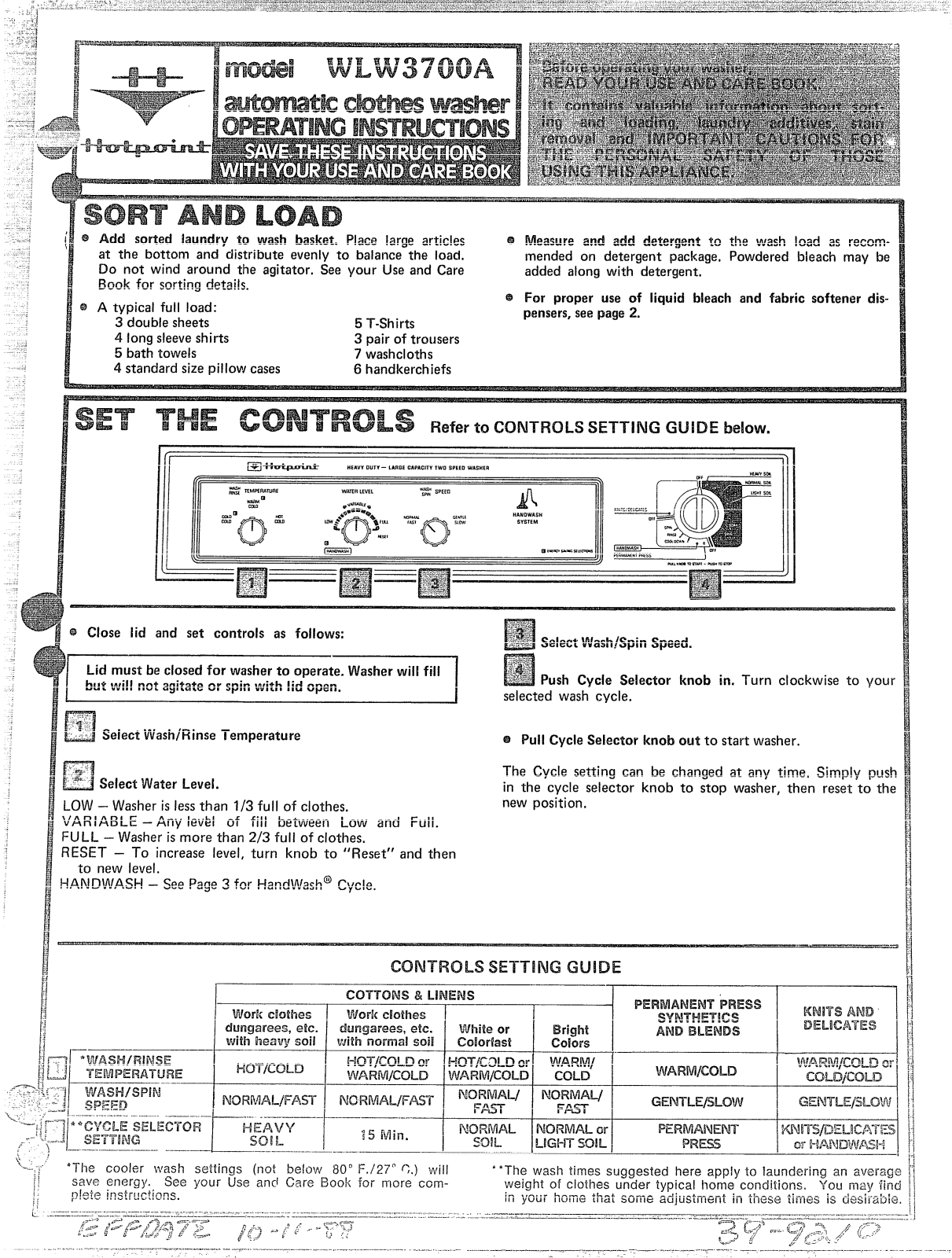 GE WLW3700A Operating Instructions - ManualMachine.com