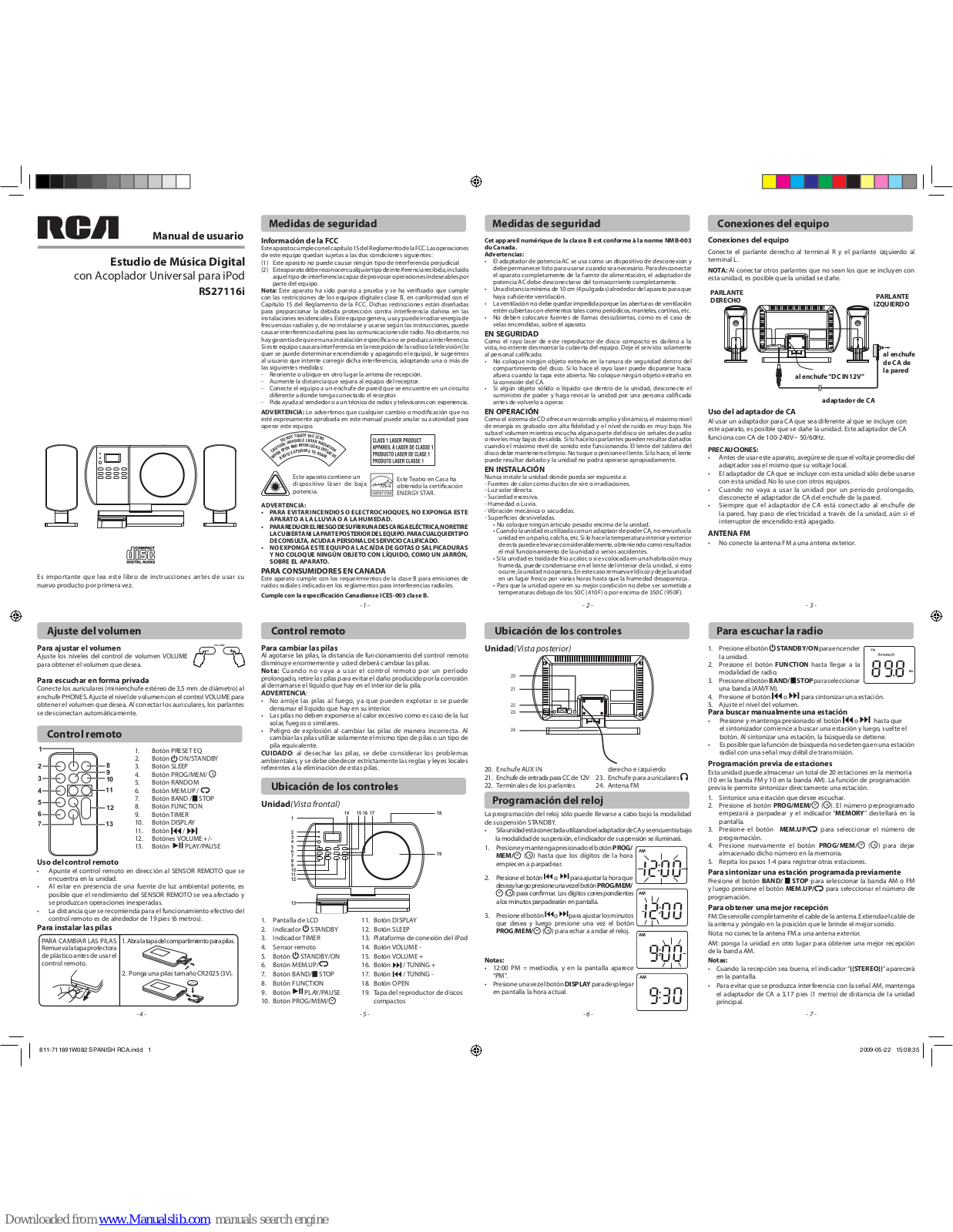 RCA RS27116I - Vertical-Loading CD System Manual De Usuario