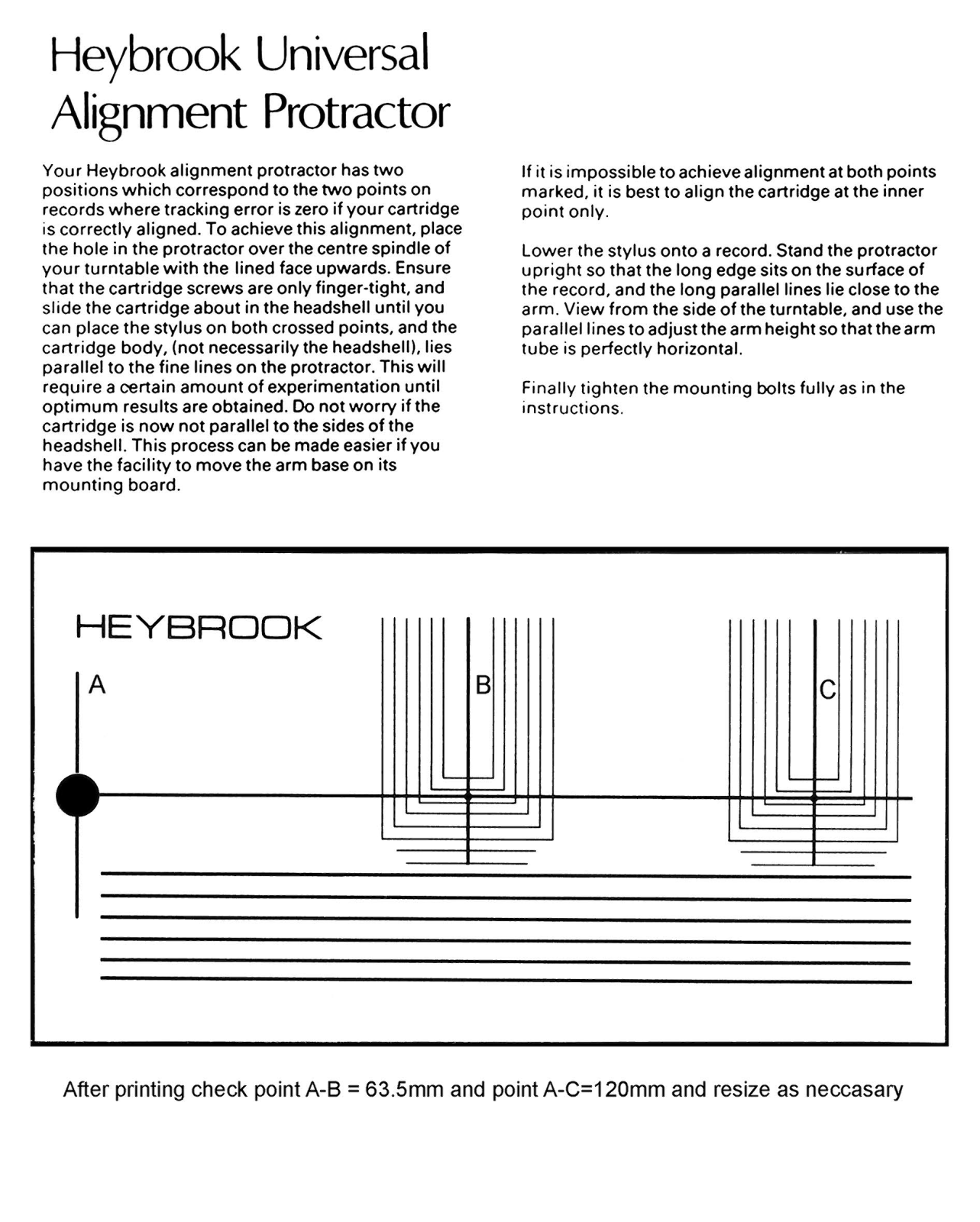 Heybrook Universal protractor Owners manual