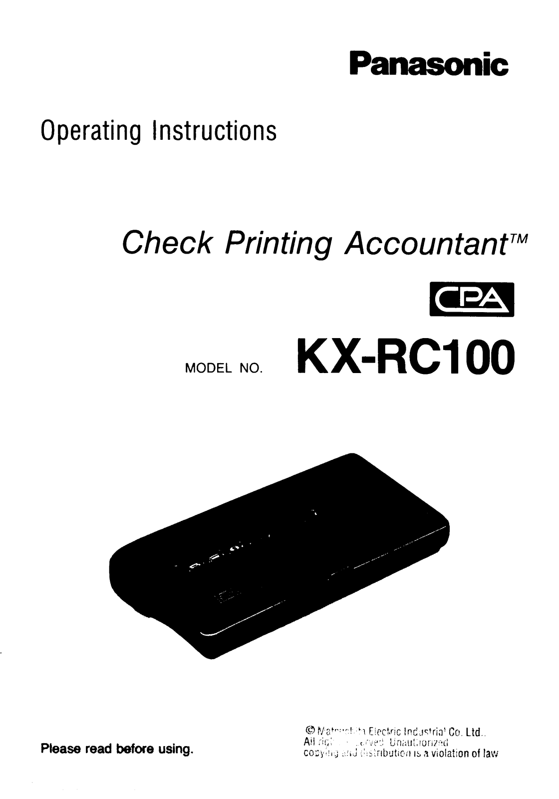 Panasonic kx-rc100 Operation Manual