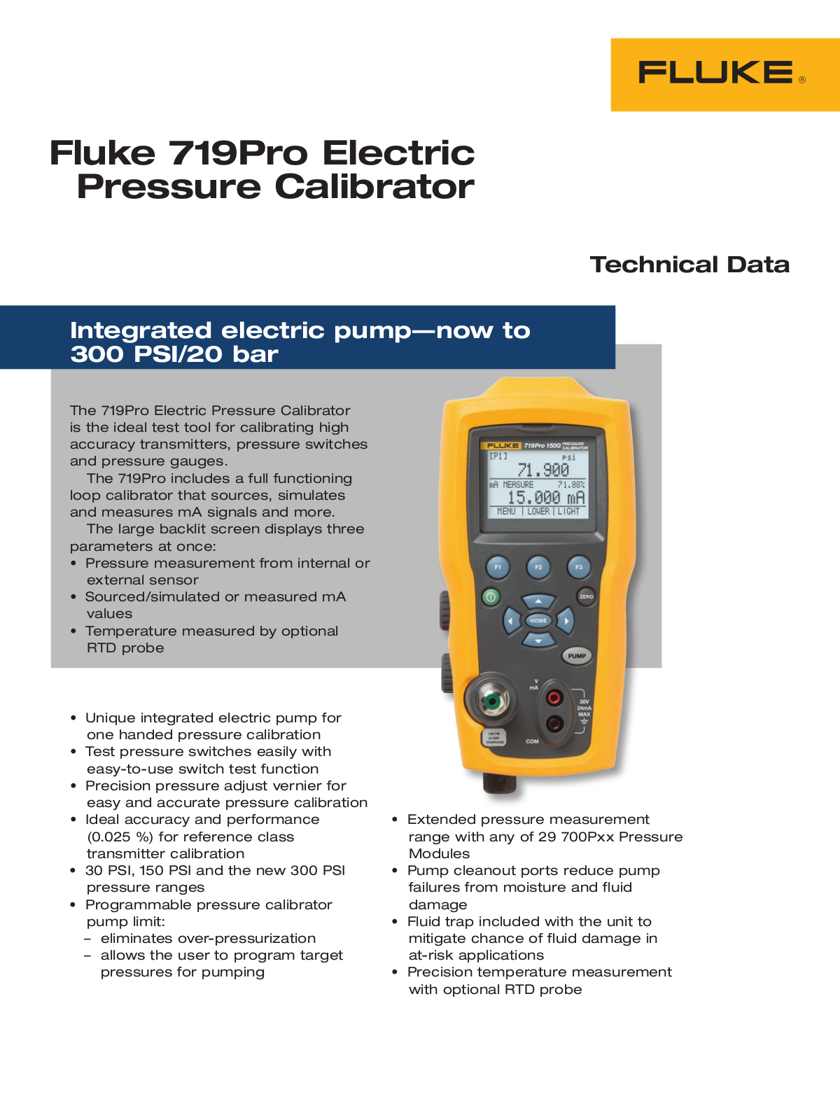 Fluke 719Pro Data Sheet