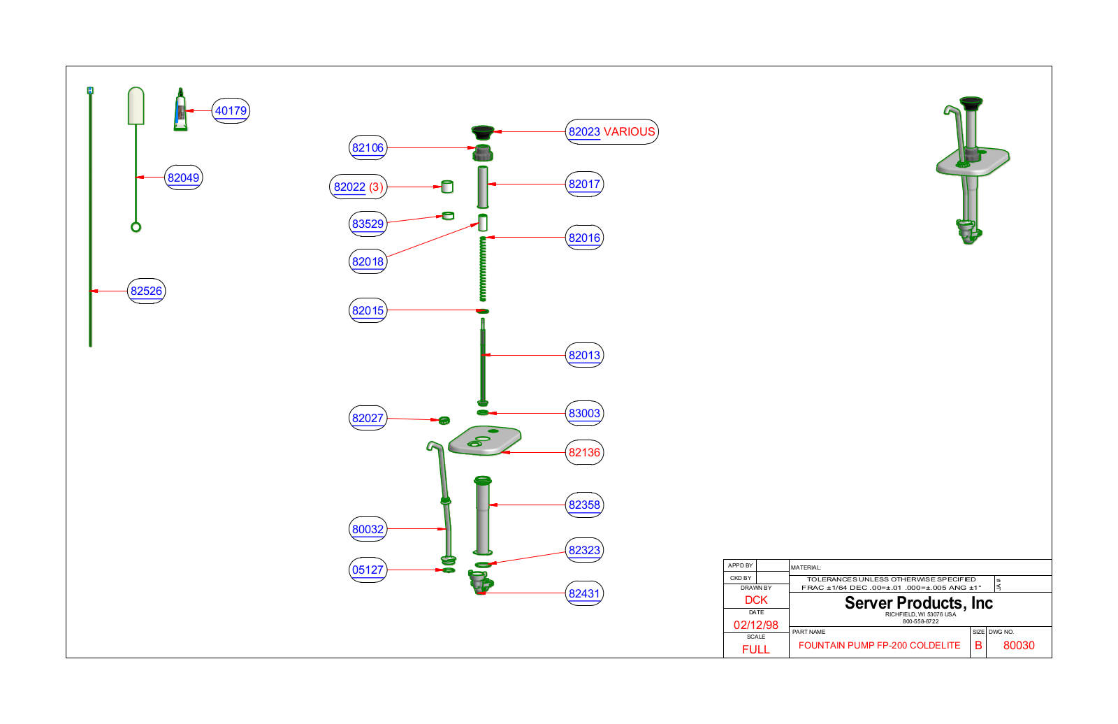 Server 80030 Parts Manual