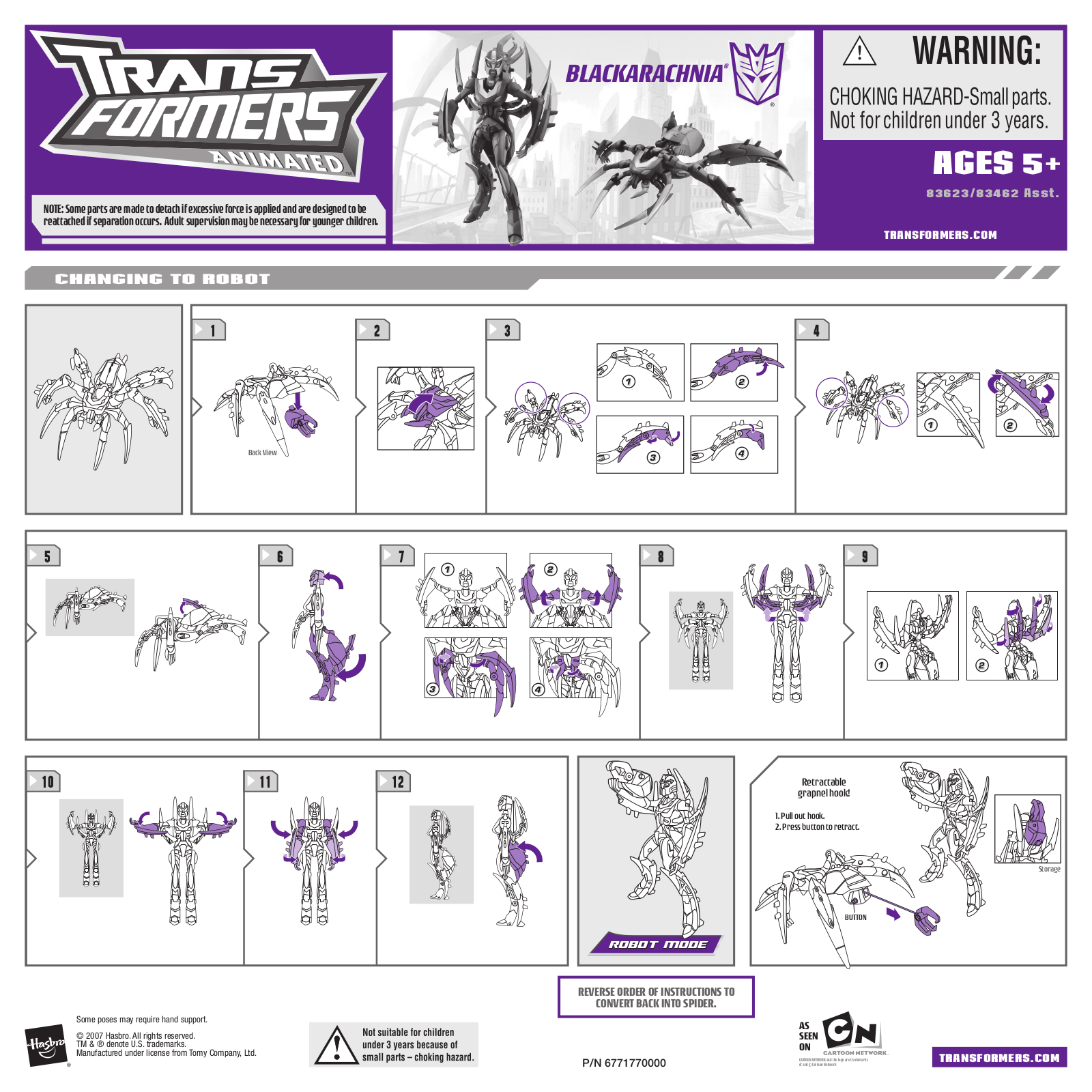 Hasbro TRANSFORMERS ANIMATED BLACKARACHNIA User Manual