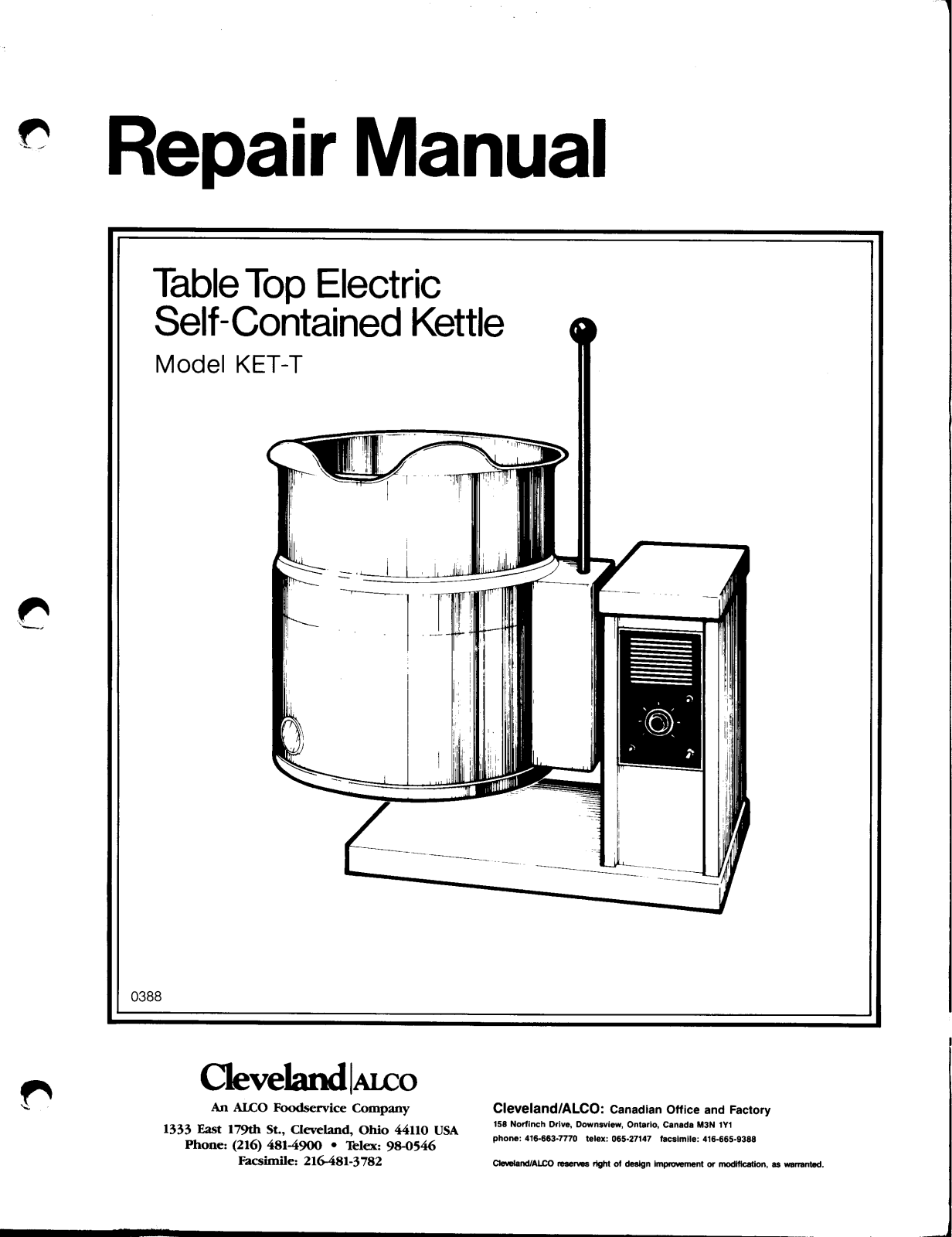 Cleveland KET-10T Service Manual