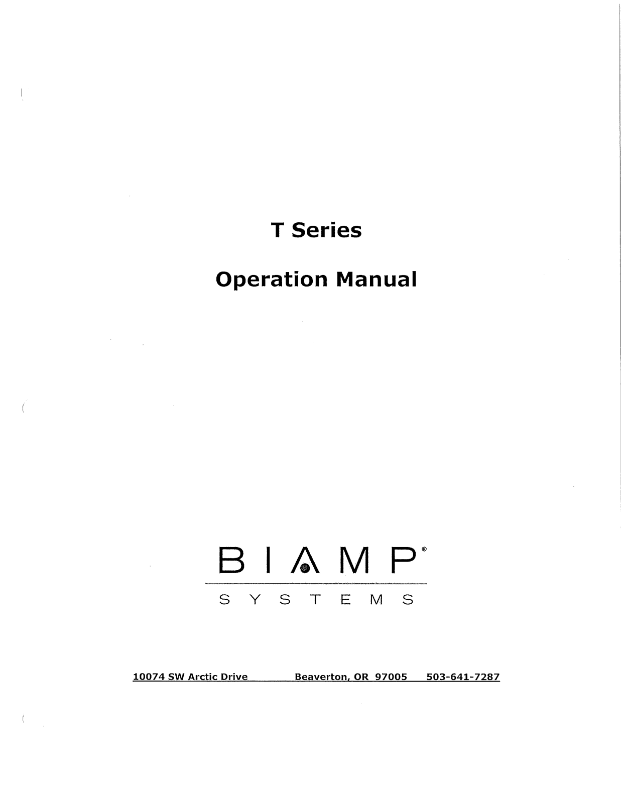 Biamp T500, T1000 User Manual