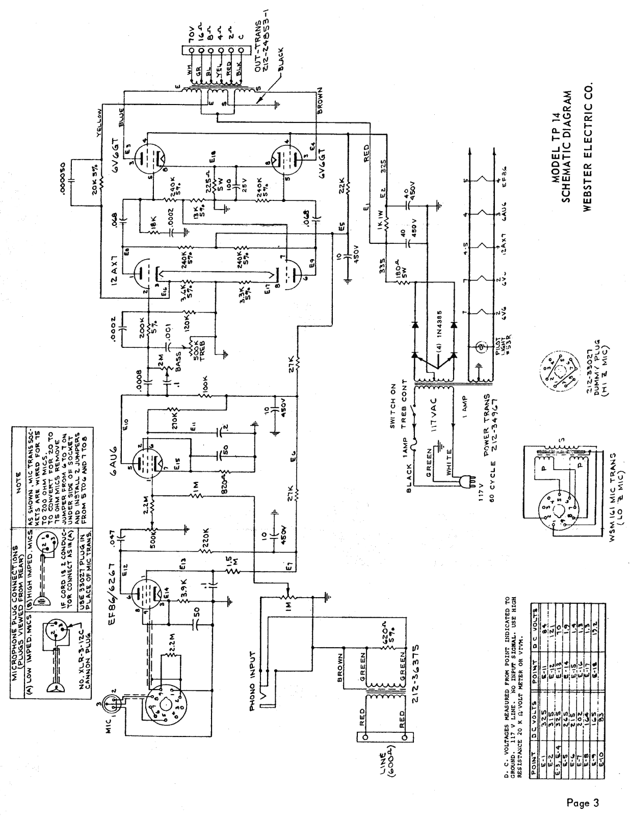 Webster TP-14 Schematic