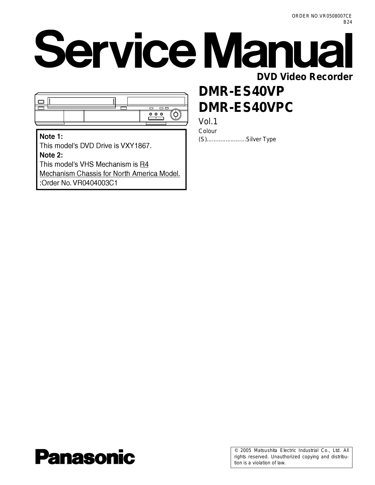 Panasonic DMRES40V Service Manual