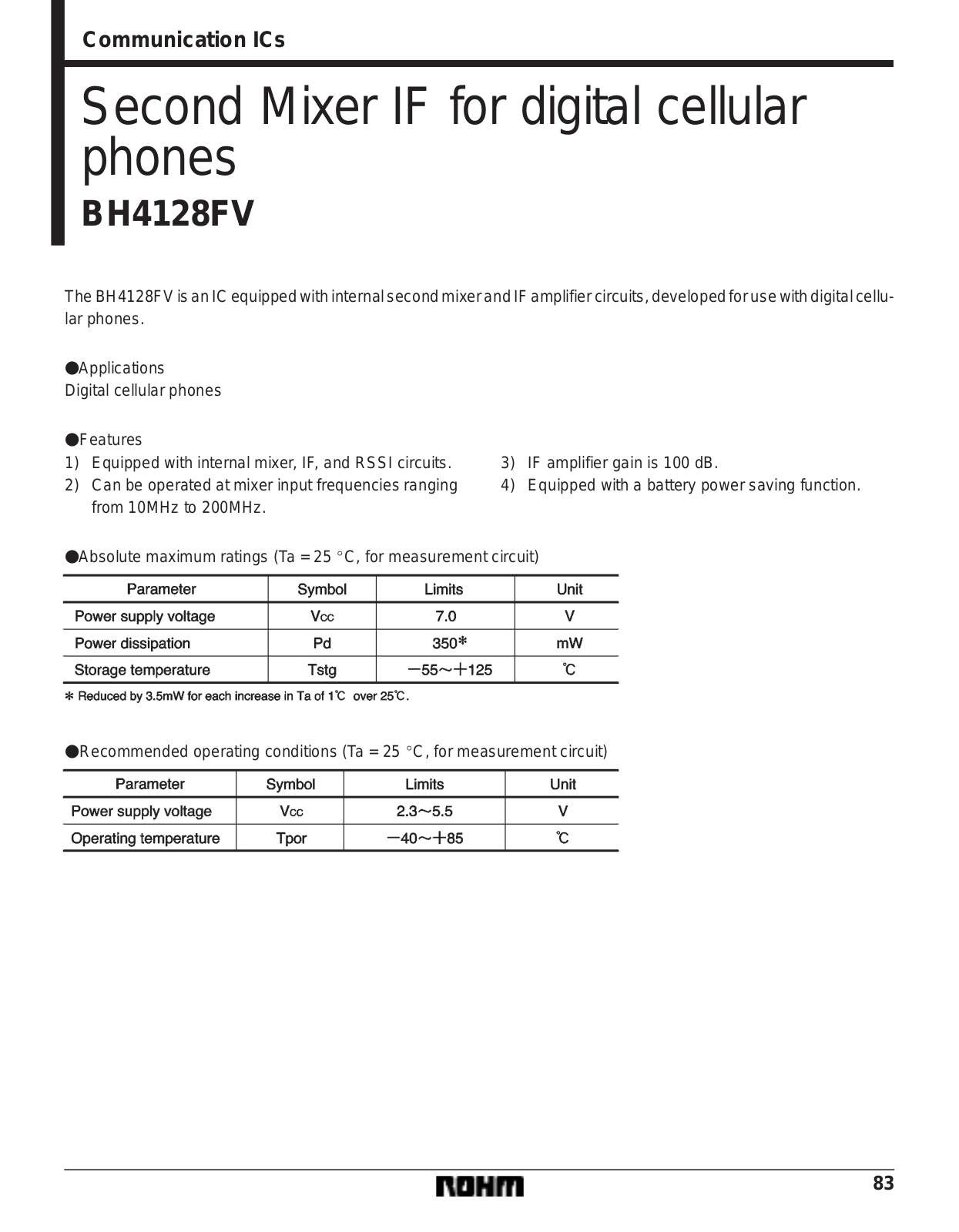 ROHM BH4128FV Datasheet