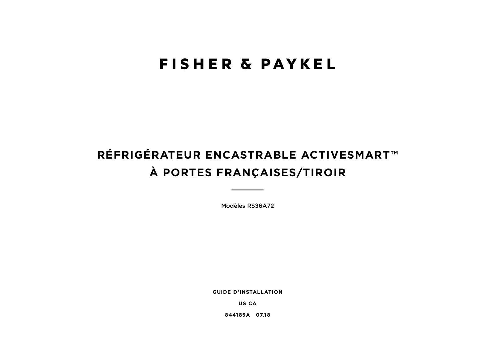 Fisher Paykel RS36A72U1N User Manual