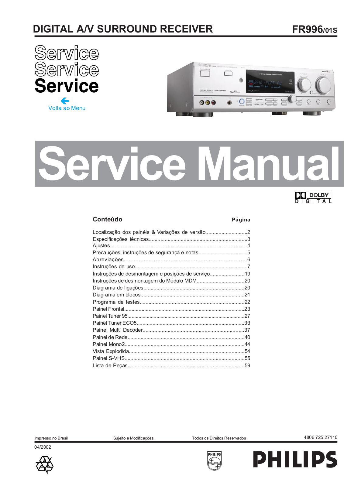 Philips FR-996 Service manual