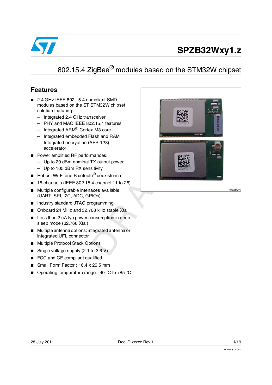 ST Microelectronics ZB32C1 User Manual