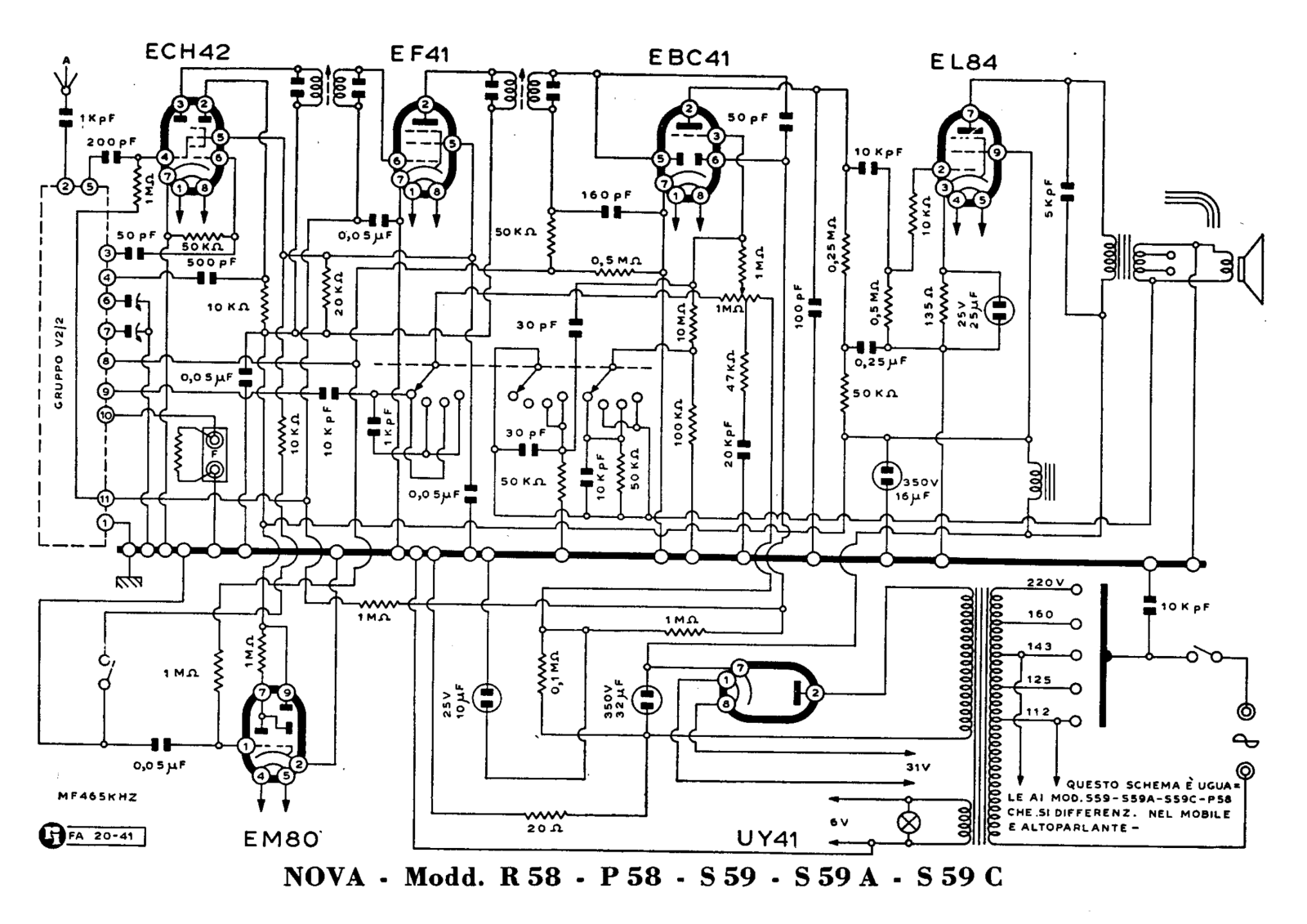 Nova r58, p58, s59, s59a, s59c schematic