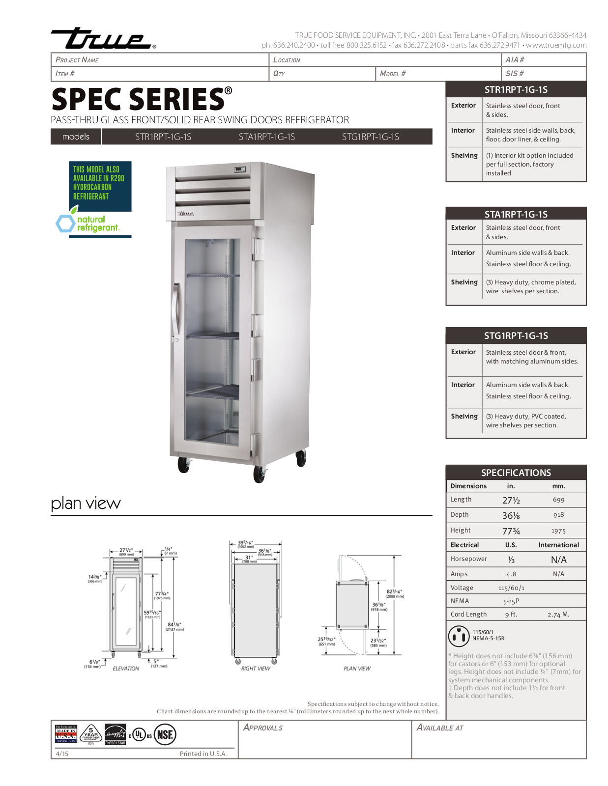 True STA1RPT-1G-1S User Manual