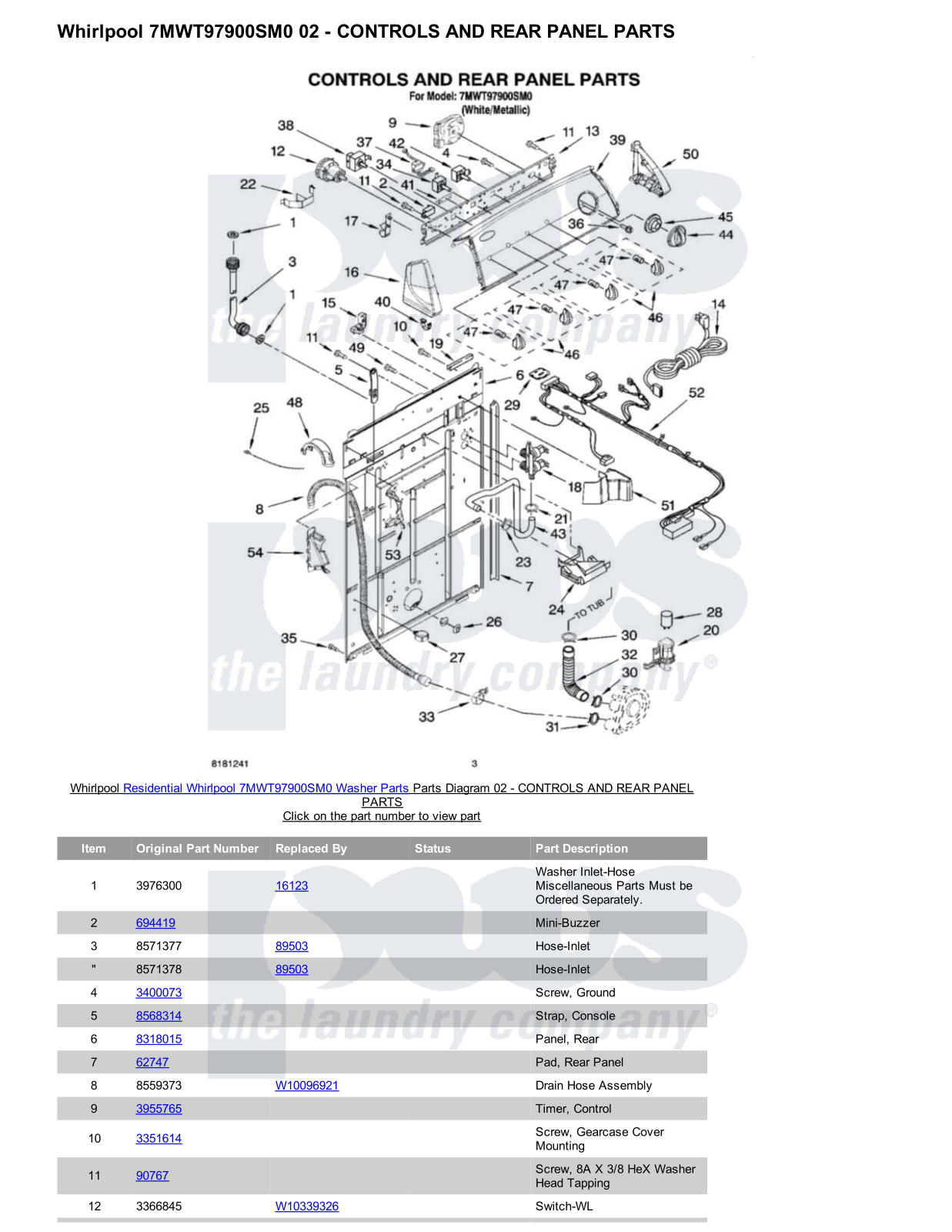 Whirlpool 7MWT97900SM0 Parts Diagram