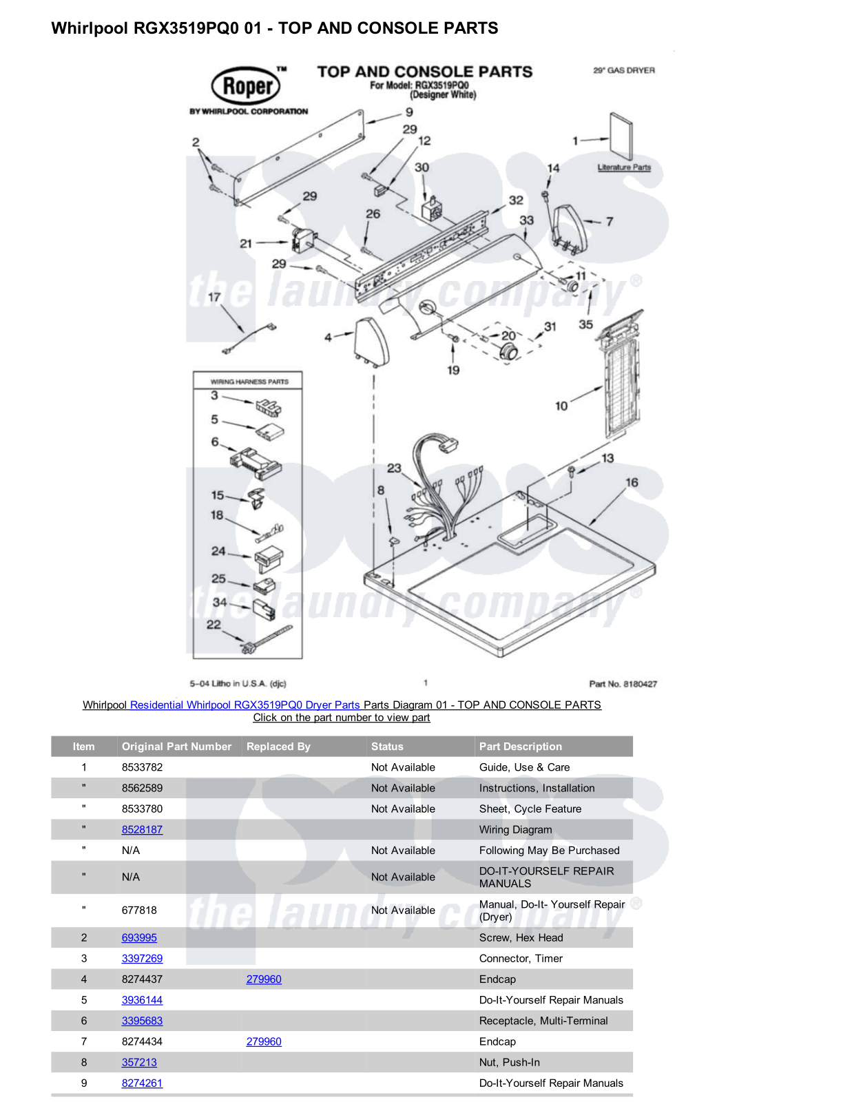 Whirlpool RGX3519PQ0 Parts Diagram