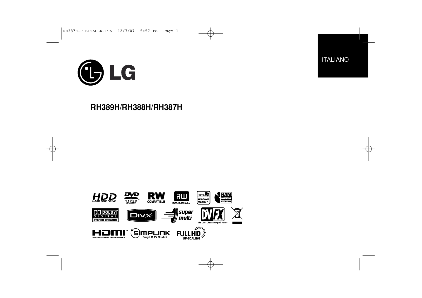 Lg RH-389H User Manual