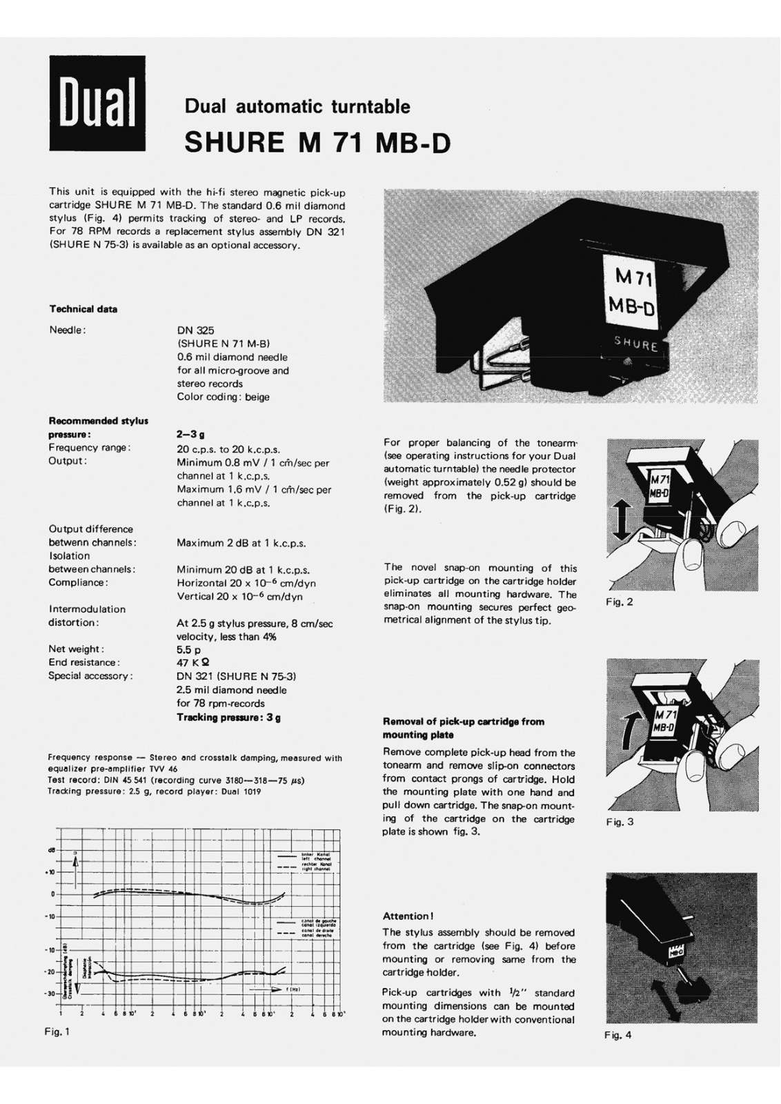 Dual M-71-MB-D Owners Manual