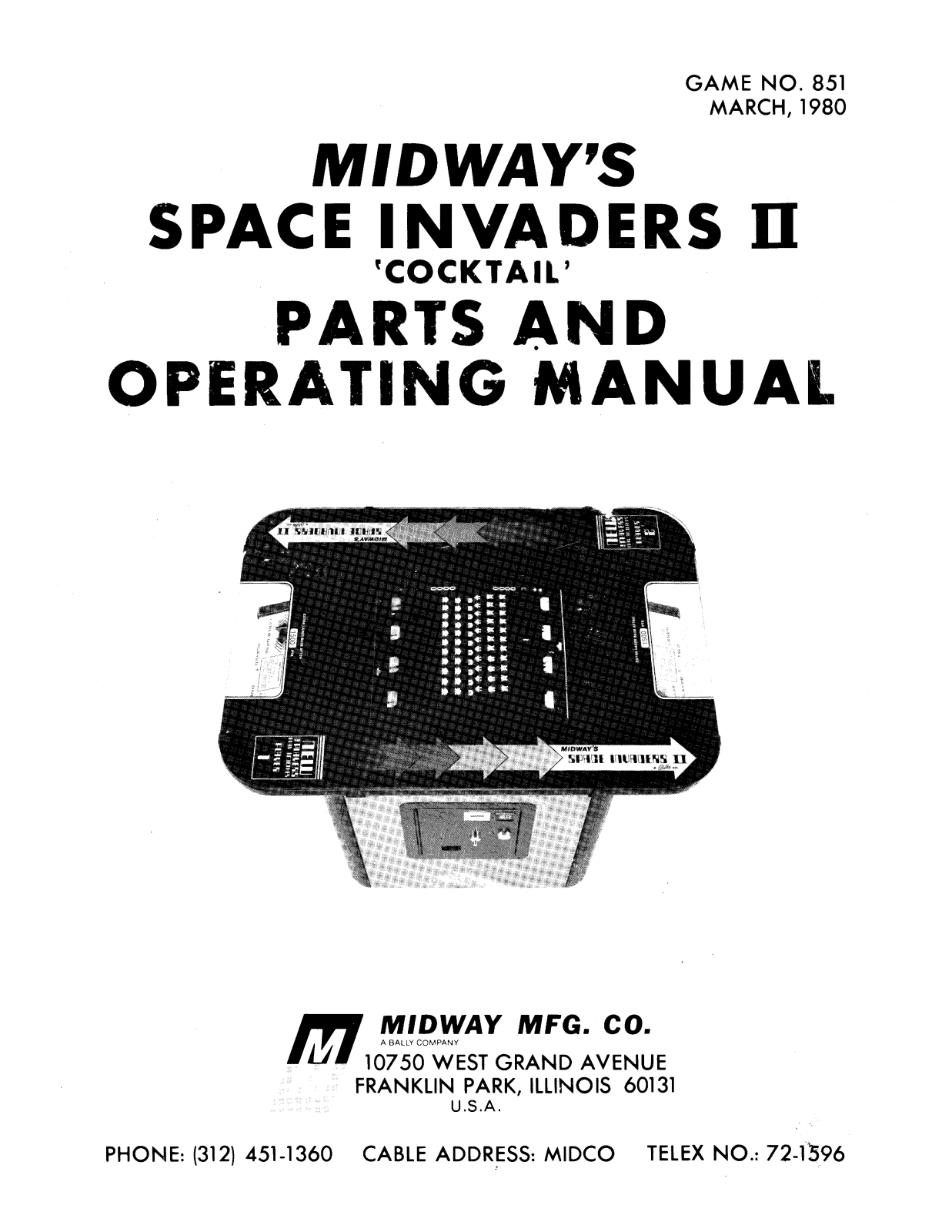 Midway Space Invader 2 User Guide