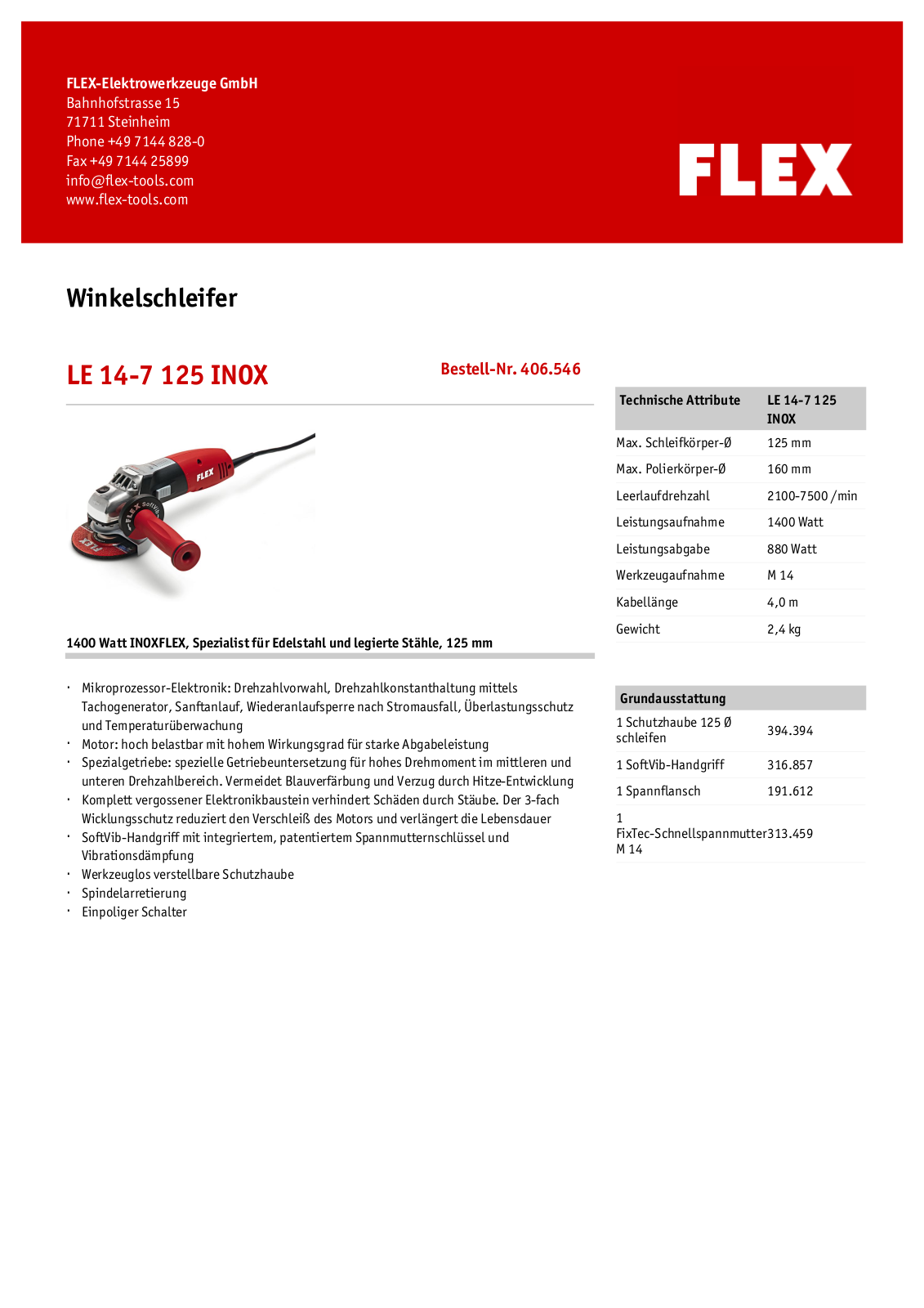 Flex LE 14-7 125 Inox User Manual