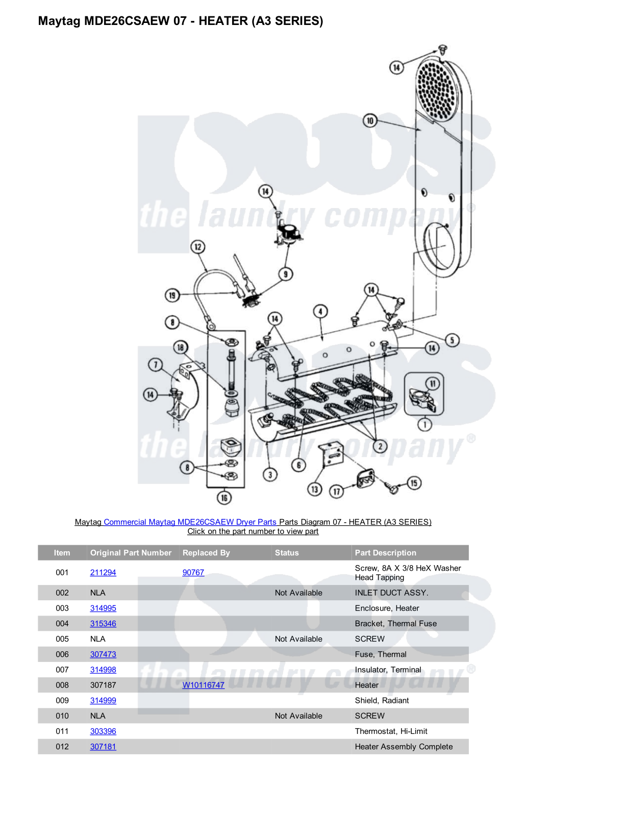 Maytag MDE26CSAEW Parts Diagram