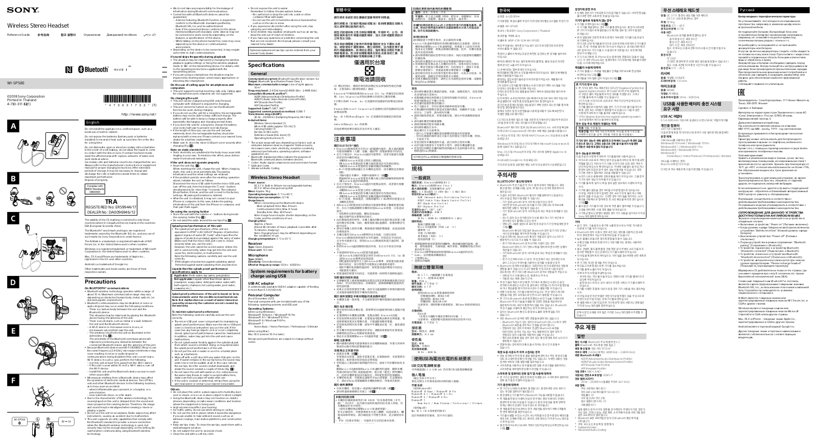 Sony WI-SP500-WQ User Manual