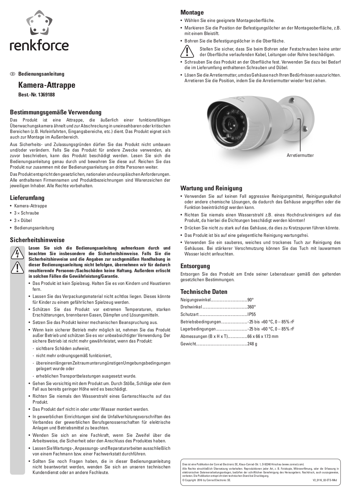 Renkforce 1369188 Operating Instructions