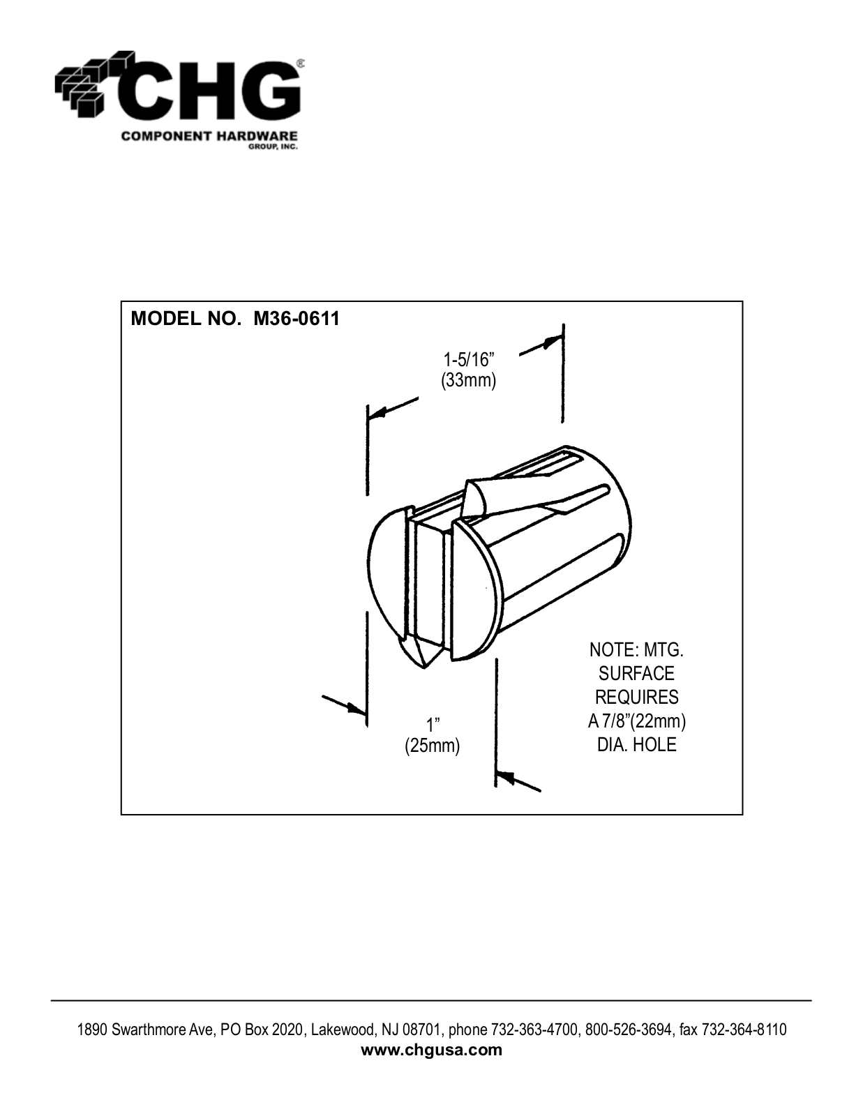 Component Hardware M36-0611 User Manual