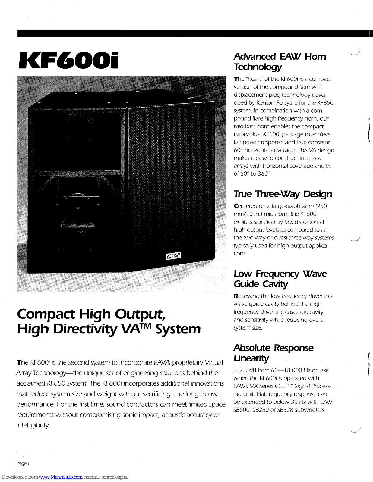 EAW KF600i Supplementary Manual