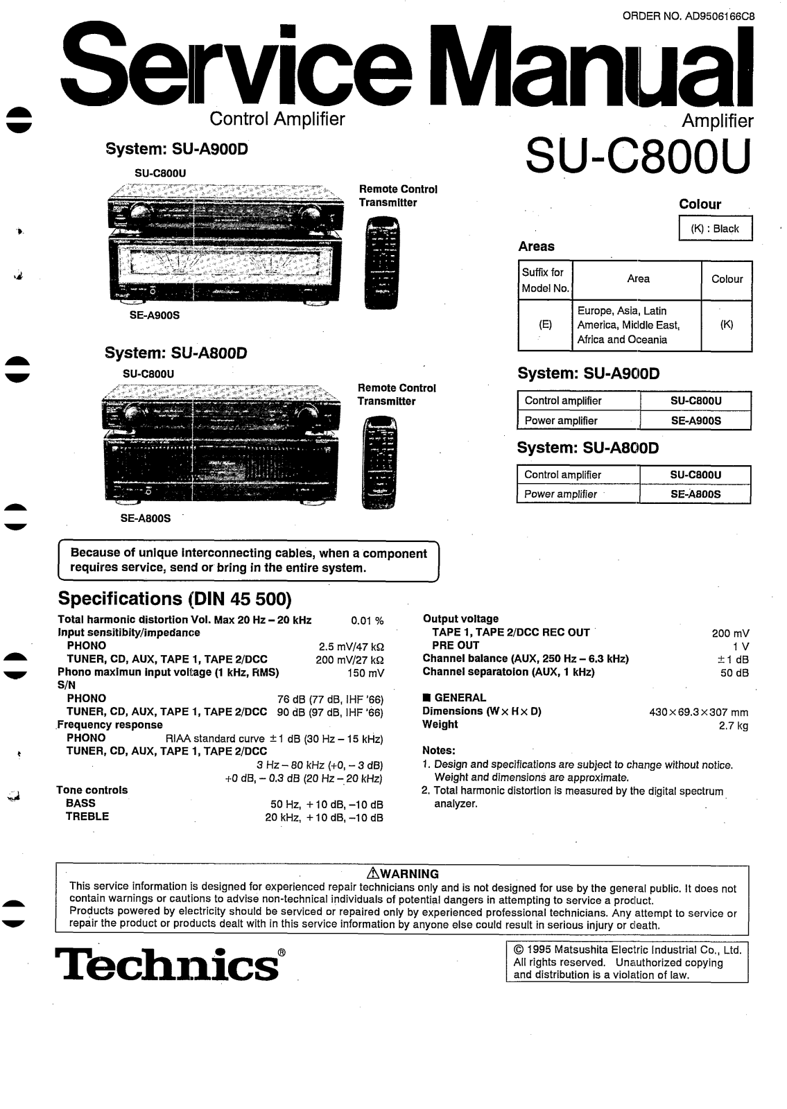 Technics SUC-800-U Service manual