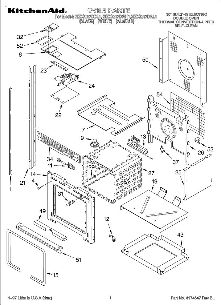 KitchenAid KEBS207DWH1 Parts List