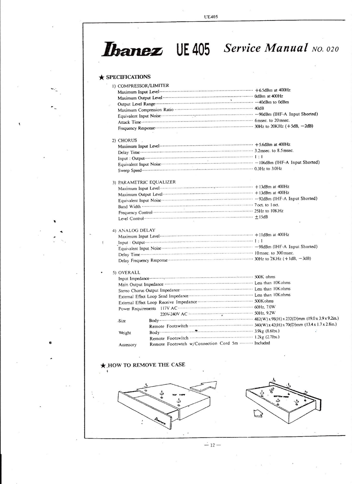 Ibanez UE405 Service manual