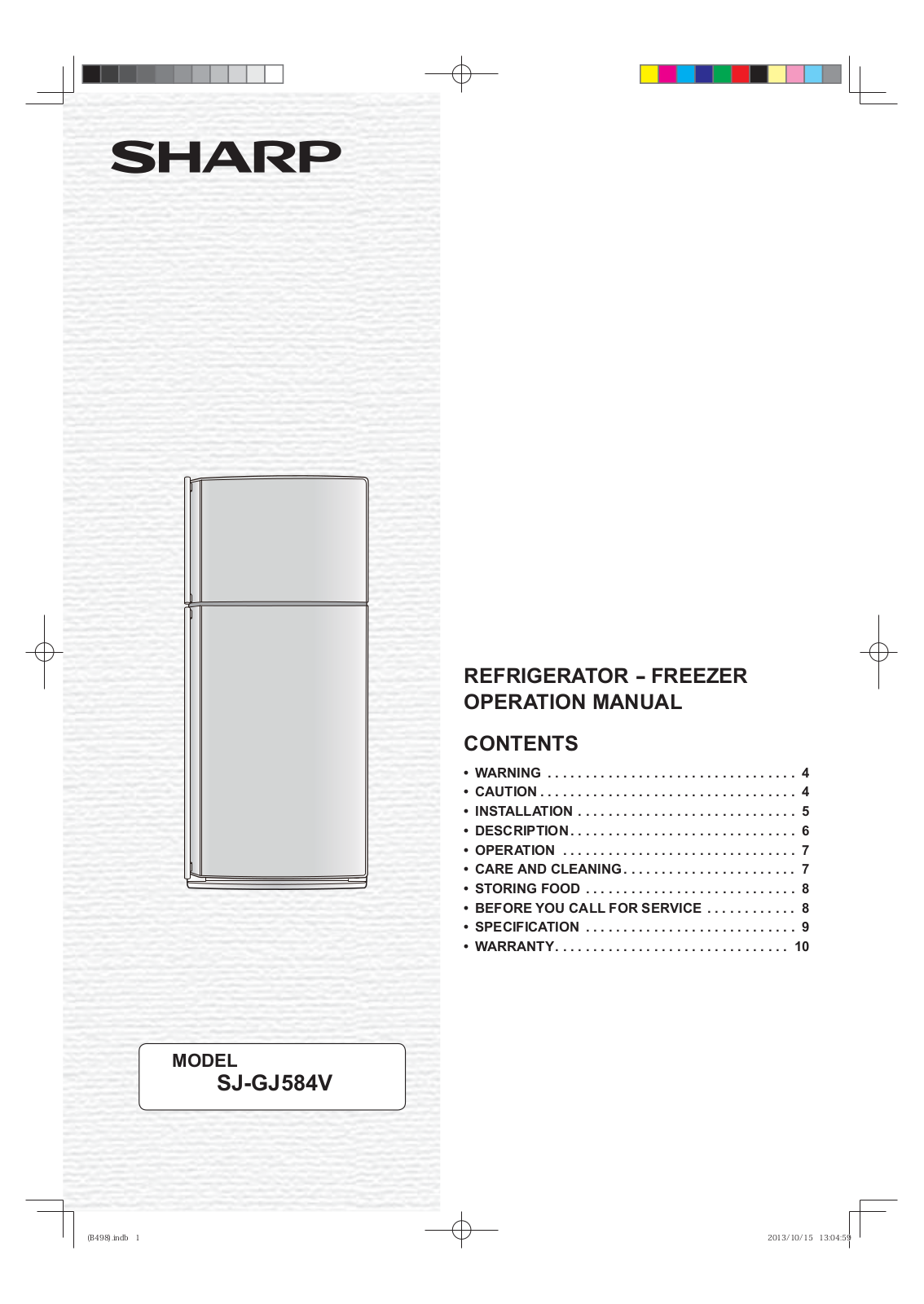 Sharp SJ-GJ584V User Manual