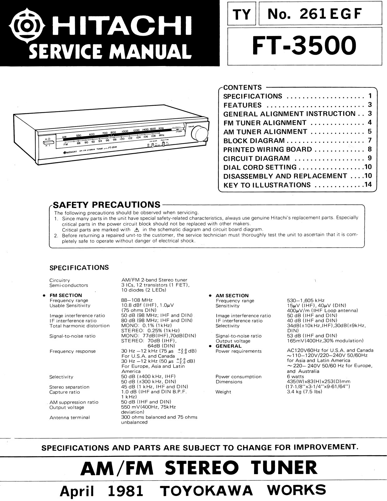 Hitachi FT-3500 Service Manual