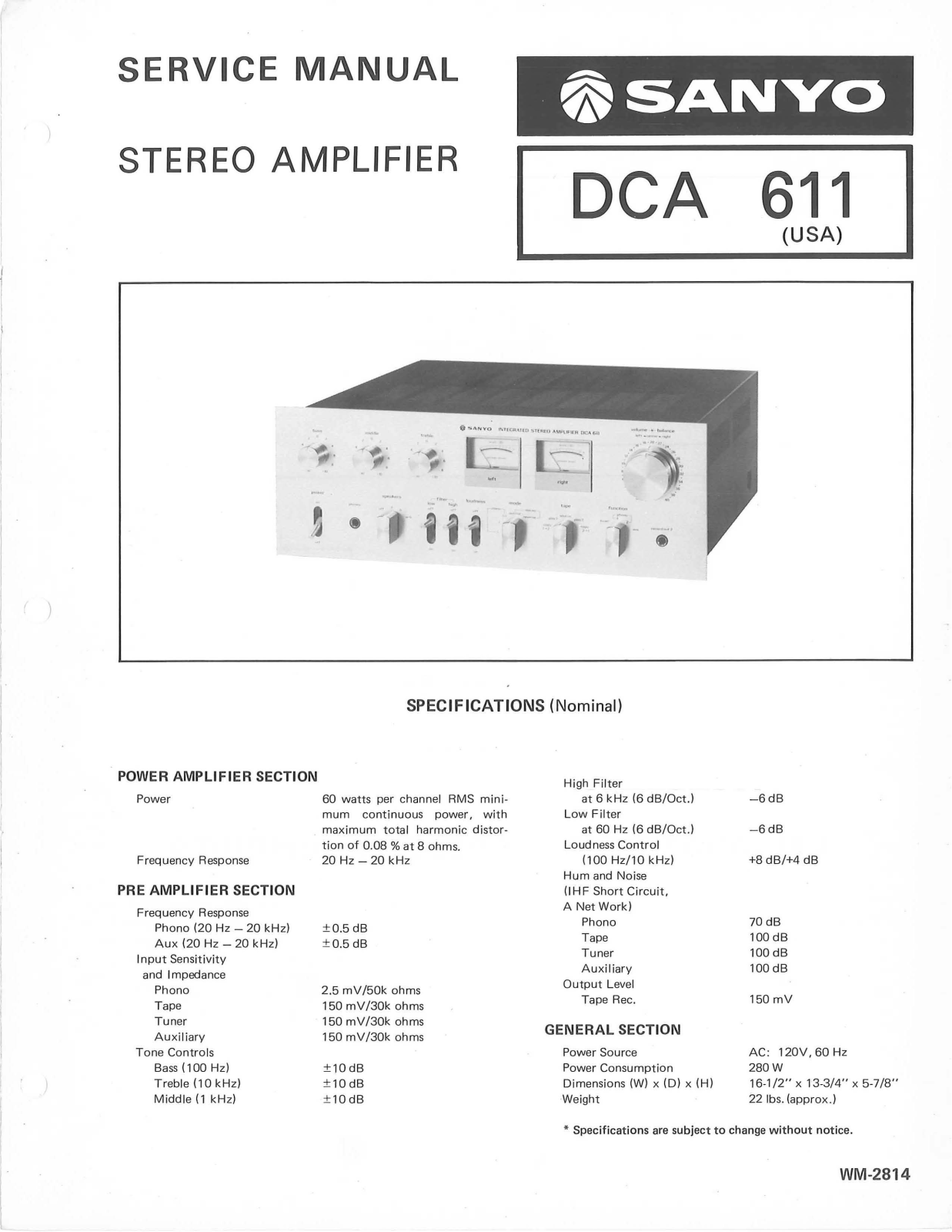 Sanyo DCA-611 Service manual