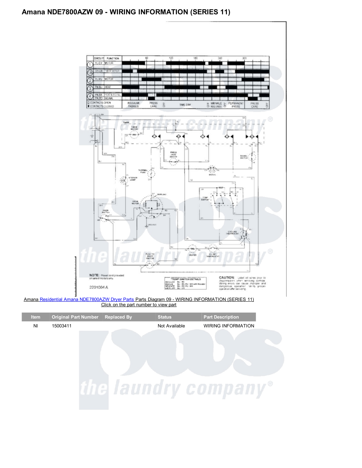 Amana NDE7800AZW Parts Diagram