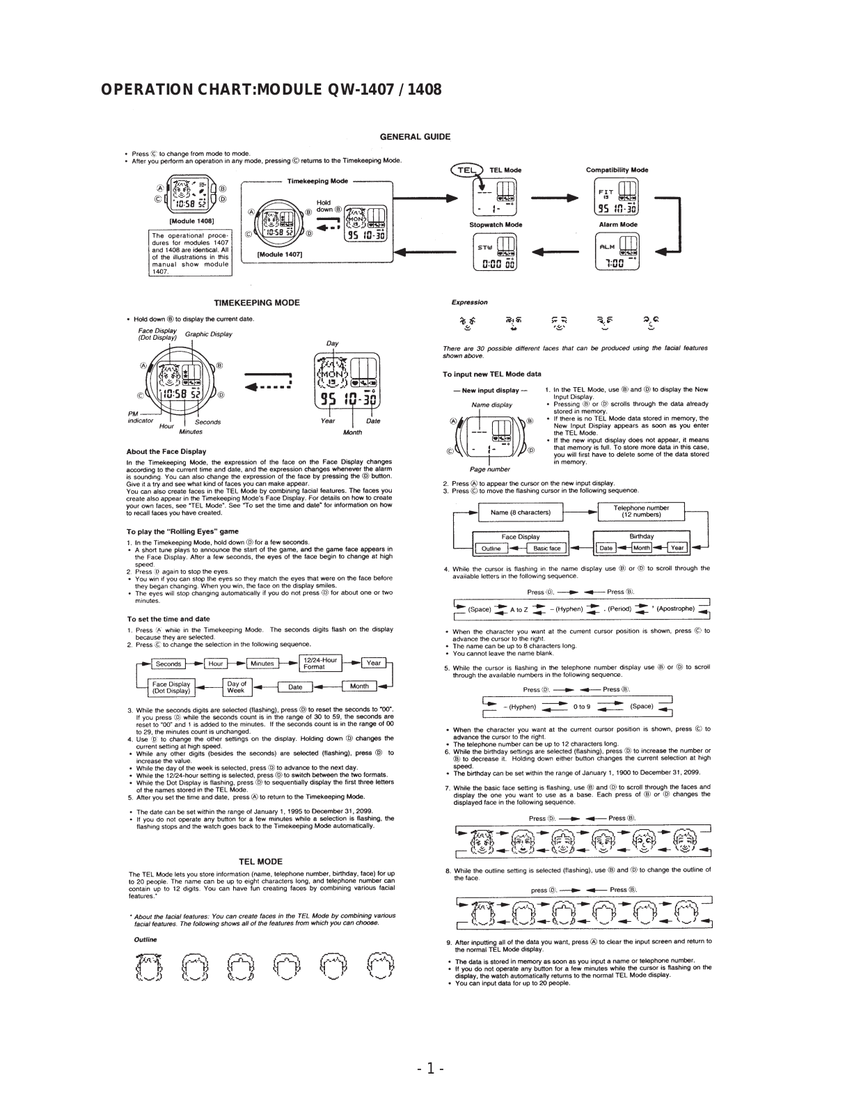 Casio 1407, 1408 Owner's Manual