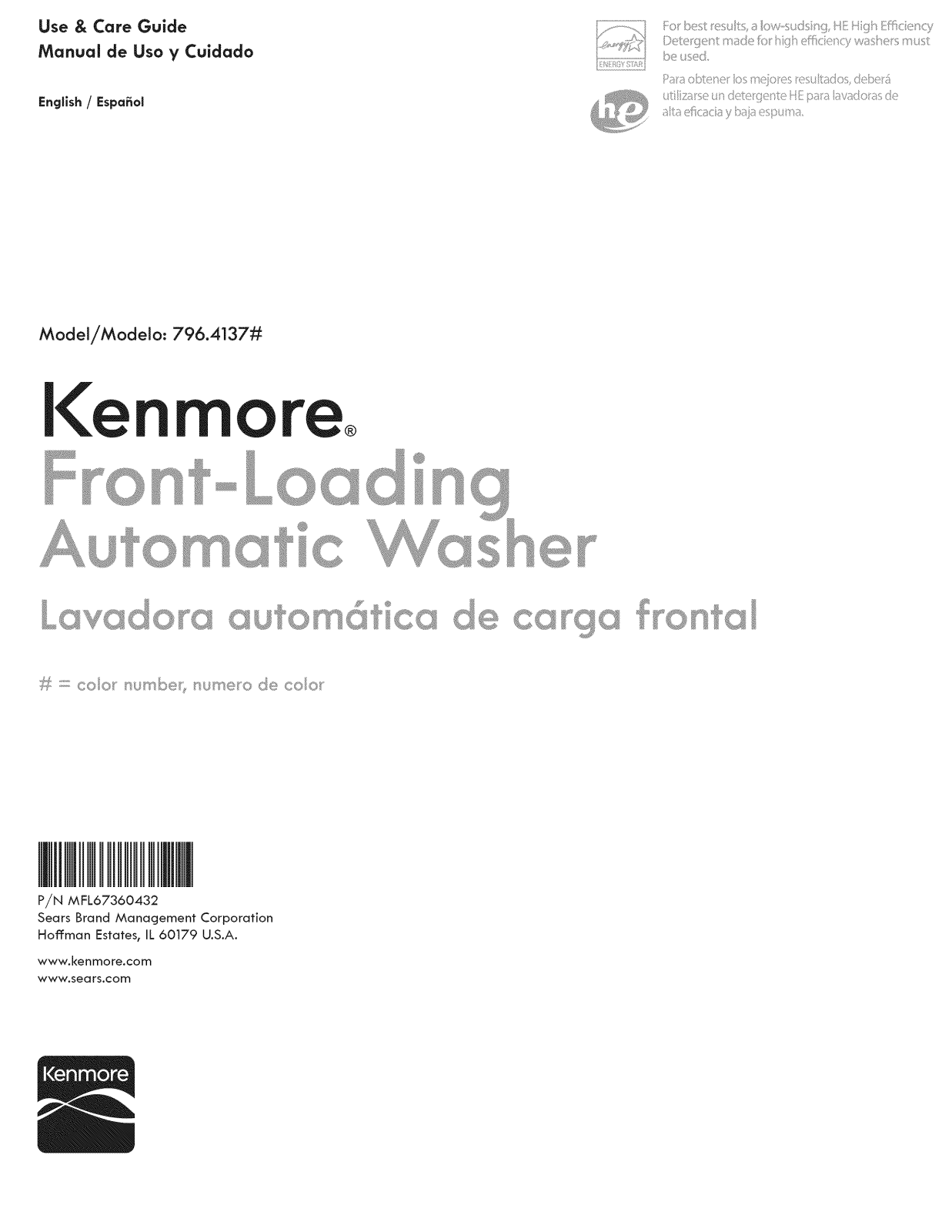Kenmore 79641372210, 79641372211, 79641379210 Owner’s Manual