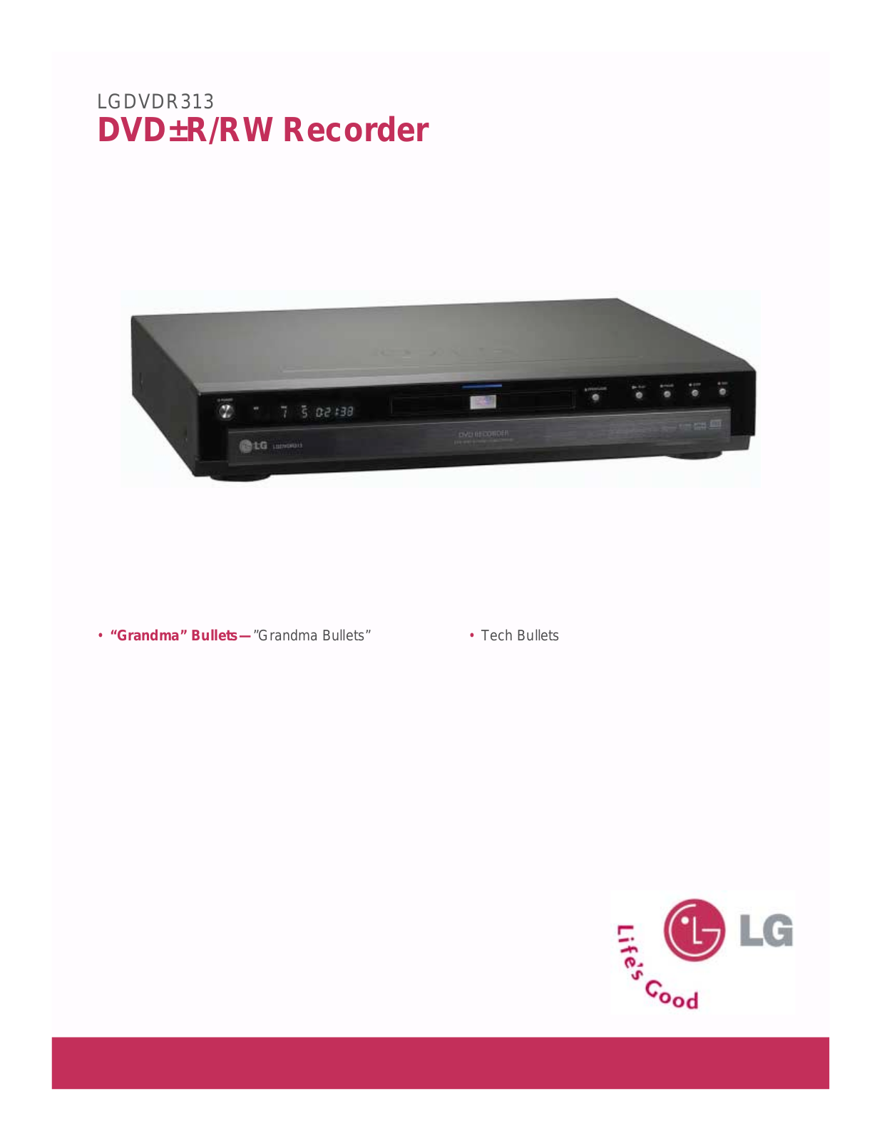 LG LGDVDR313 Service Manual