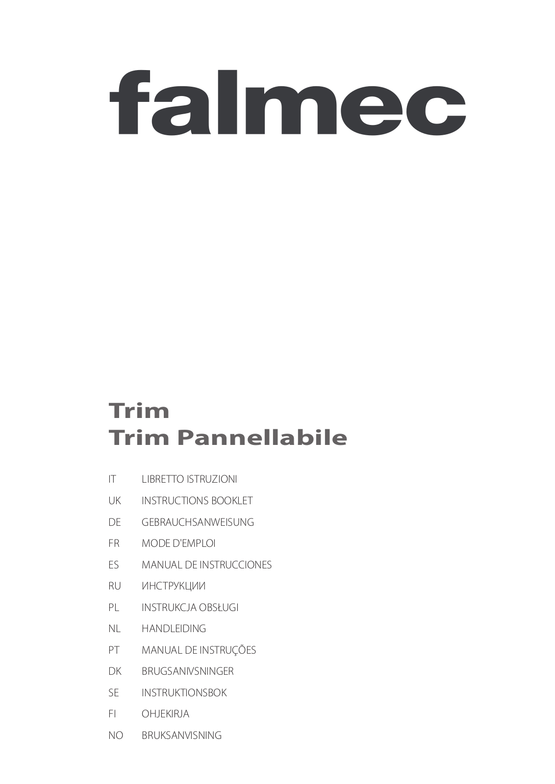 Falmec TRIM 90, TRIM 90 Ceramic Concrete Blend, TRIM 90 Customizable User Manual