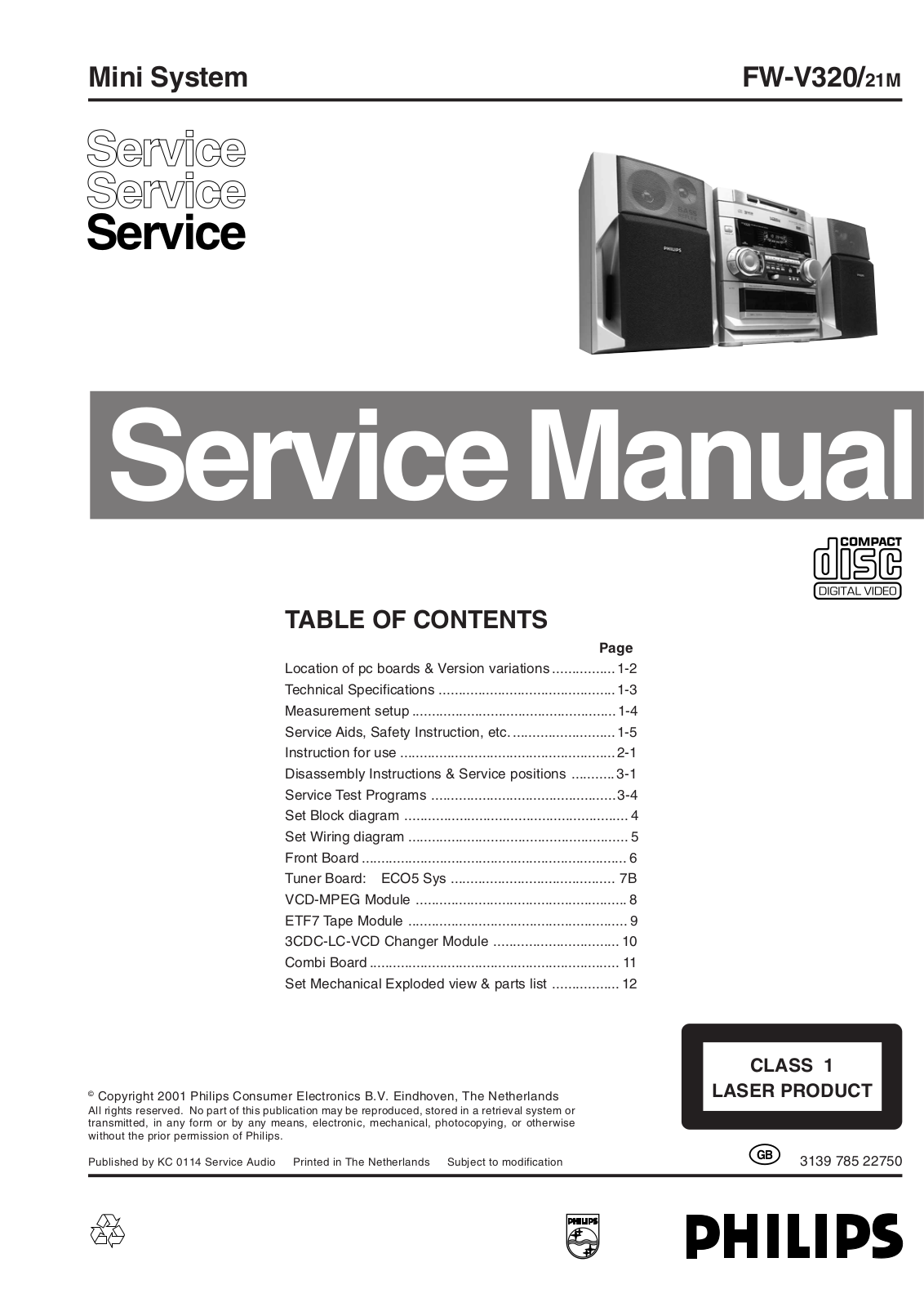 Philips FWV-320 Service manual