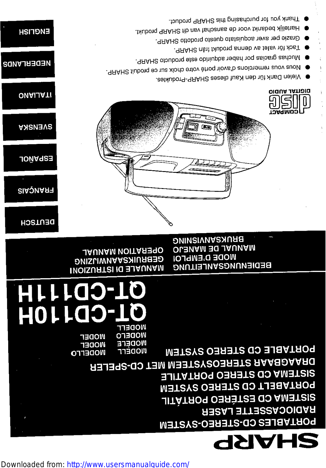 SHARP QT-CD110H, QT-CD111H User Manual