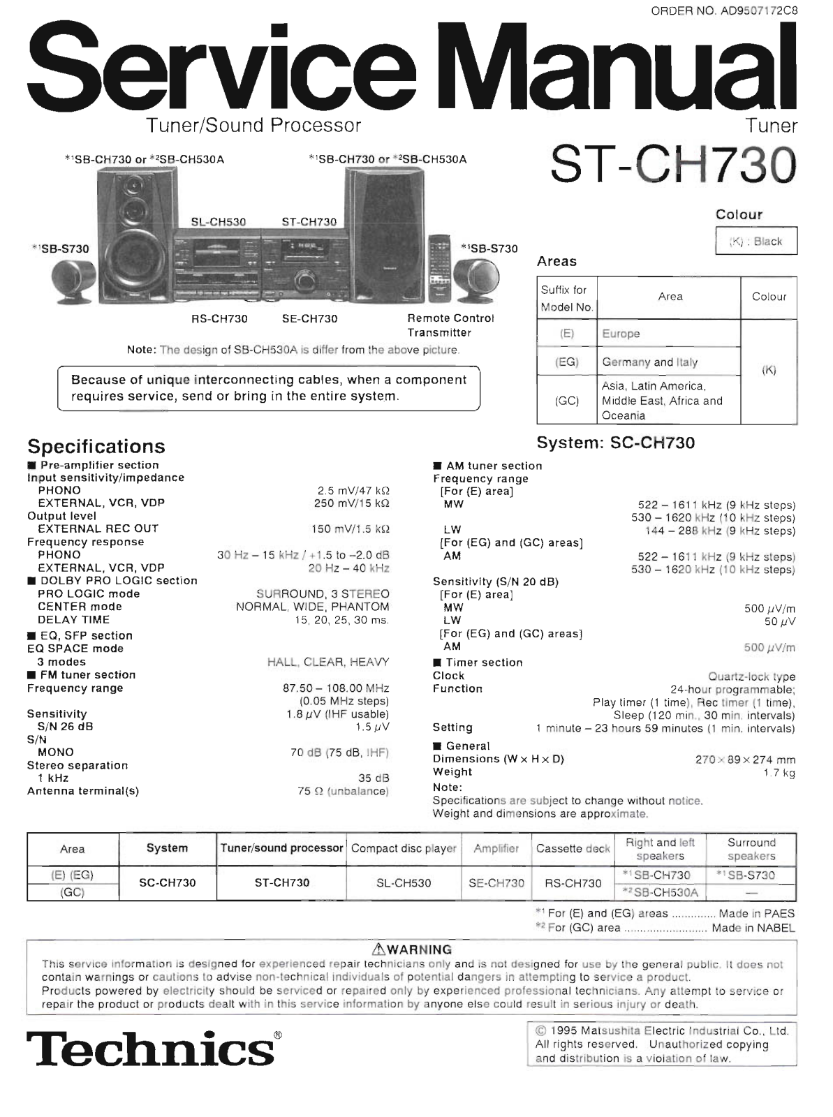 Technics ST-CH-730 Service Manual