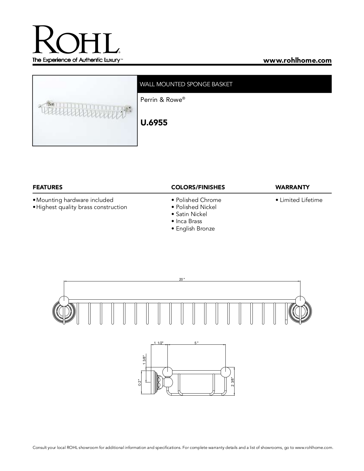 Rohl U6955STN User Manual