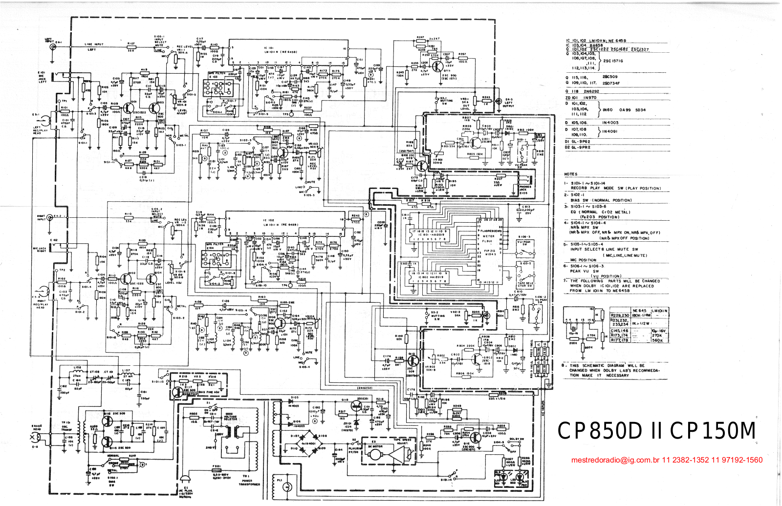 Polyvox CP-850D, CP-150M Schematic