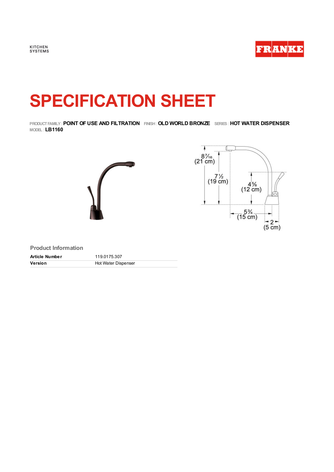 Franke Foodservice LB1160 User Manual